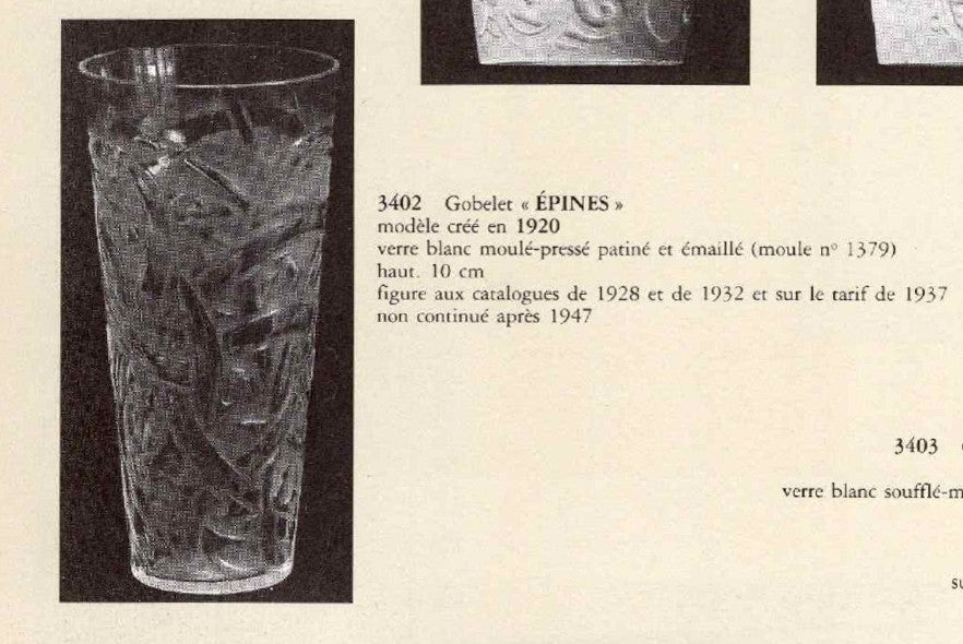 René Lalique, Goblet "Epines"