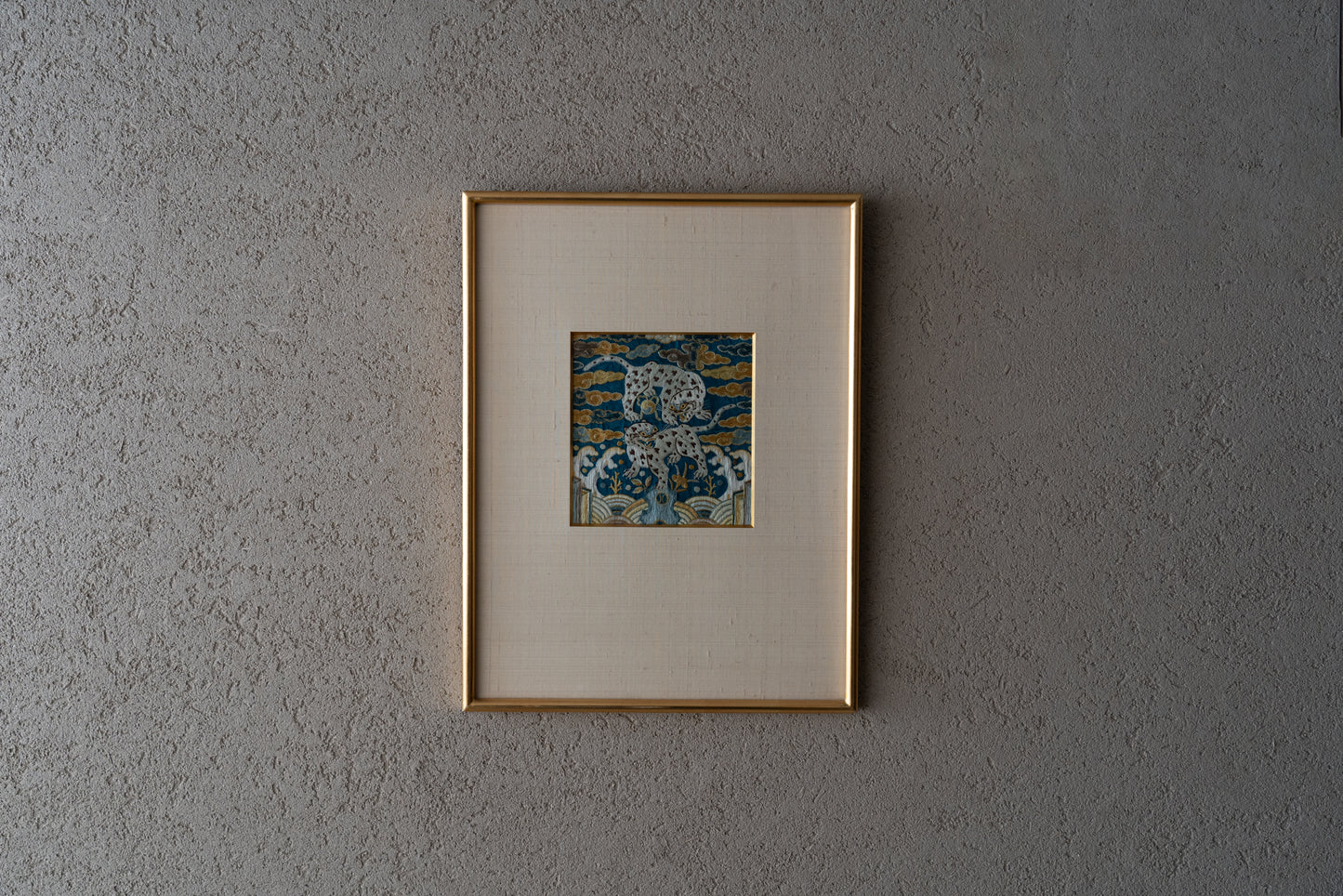 Joseon embroidered insignia patch, paired tigers design