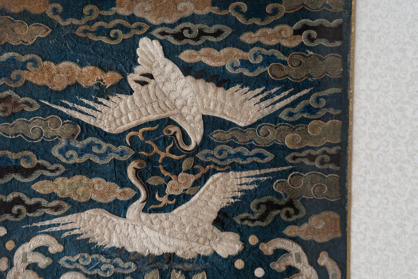 Joseon embroidered insignia patch, Paired cranes pattern