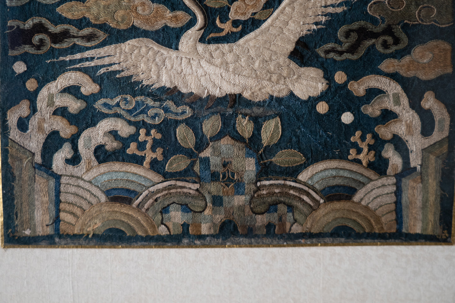 Joseon embroidered insignia patch, Paired cranes pattern