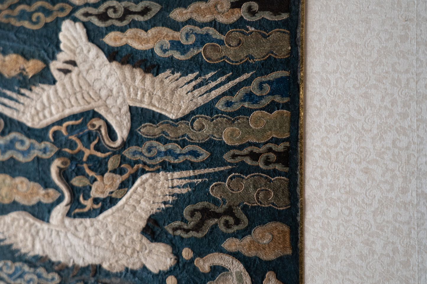 Joseon embroidered insignia patch, Paired cranes pattern