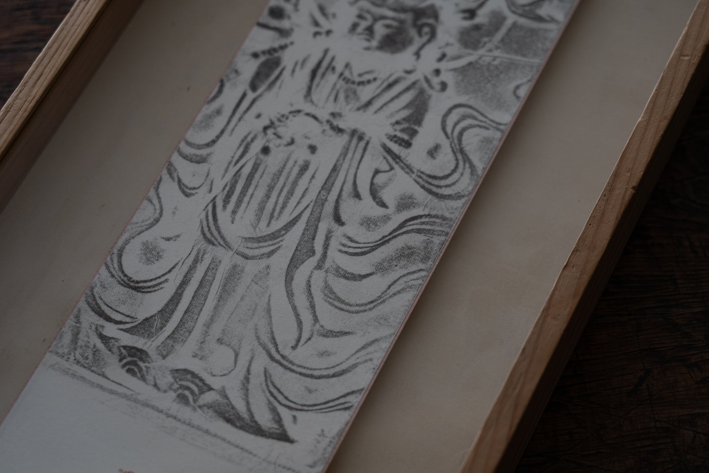 Rubbing of the copper plate of the standing statue of Kisshoten from Toshodaiji Temple