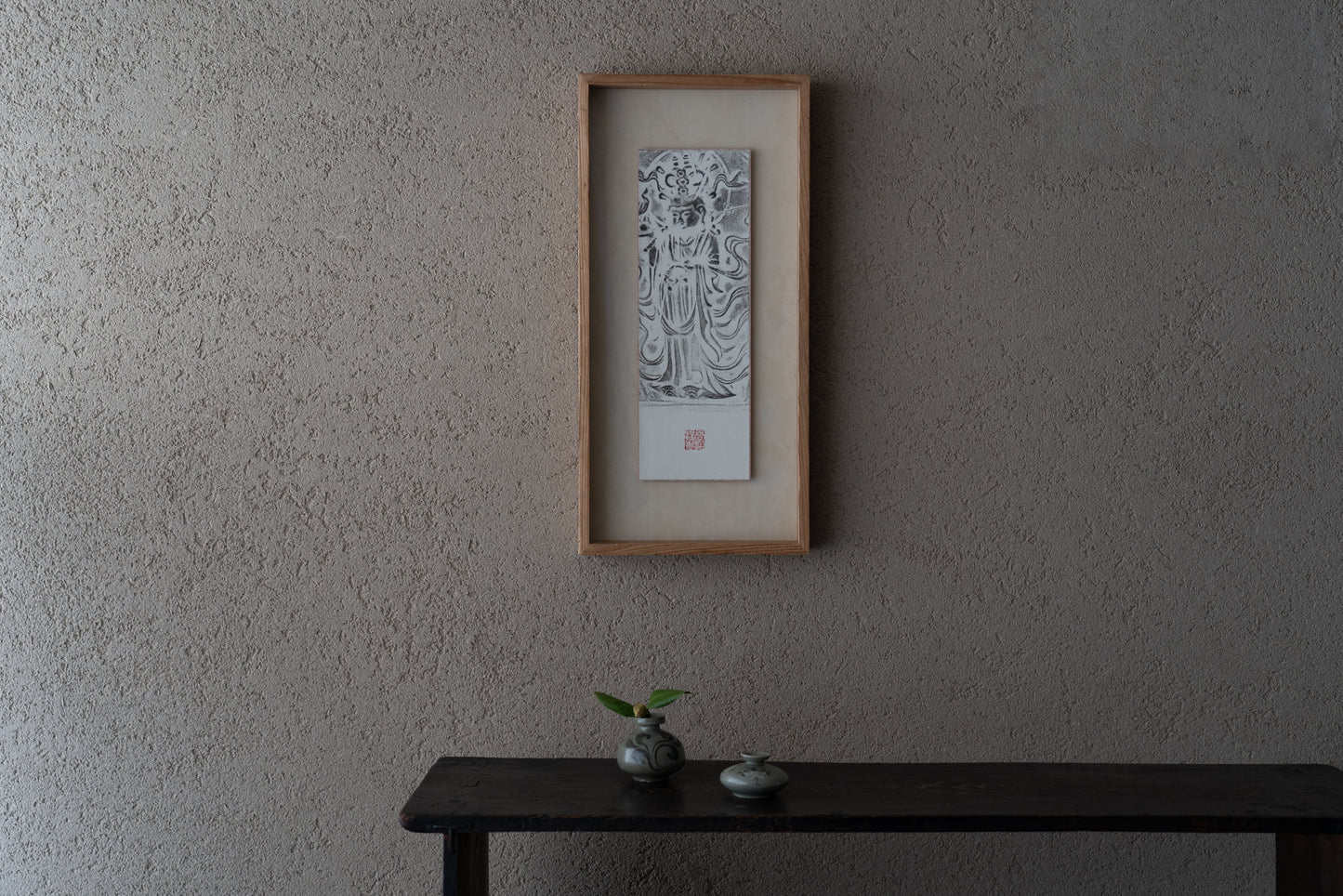 Rubbing of the copper plate of the standing statue of Kisshoten from Toshodaiji Temple