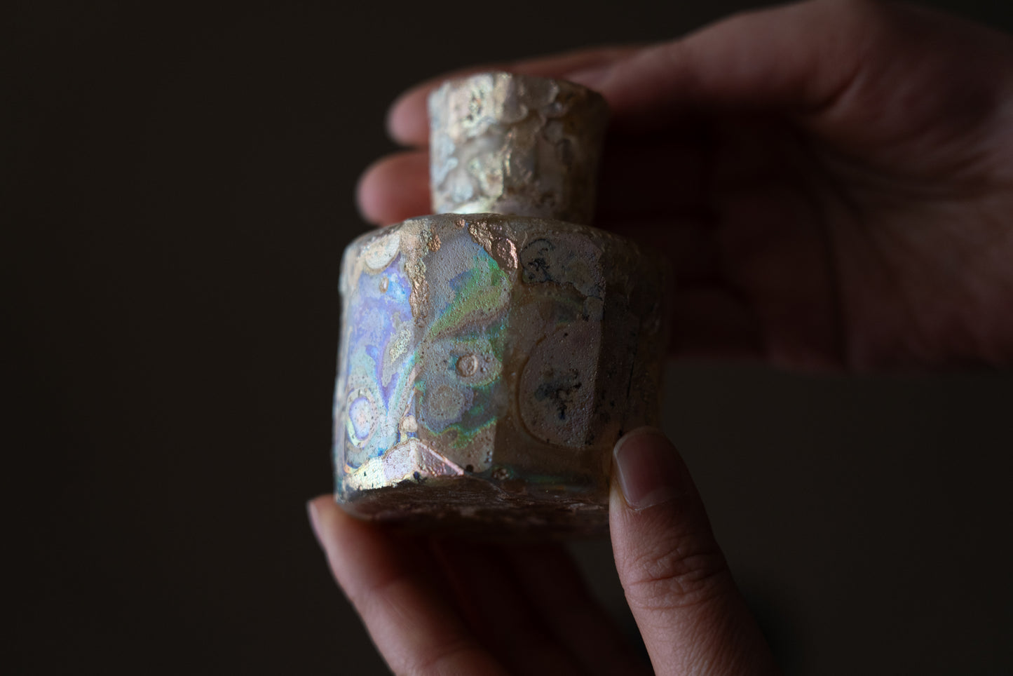 Roman glass cut glass bottle