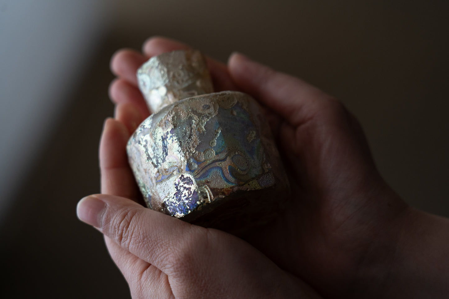 Roman glass cut glass bottle