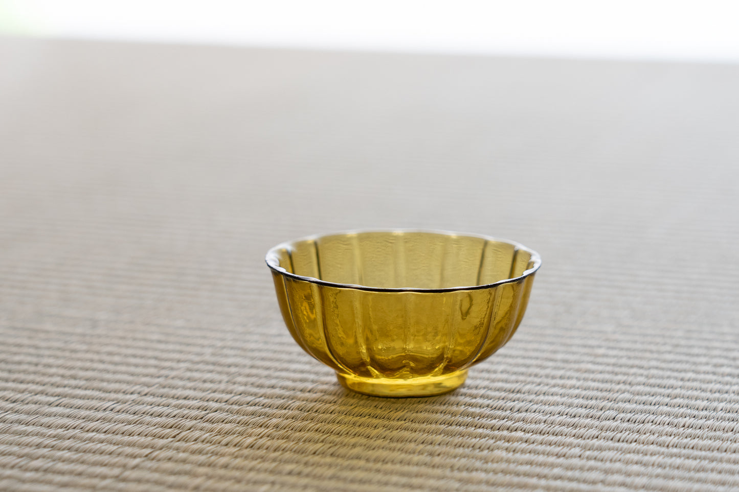 Edo Glass Yellow Chrysanthemum Sake Cup