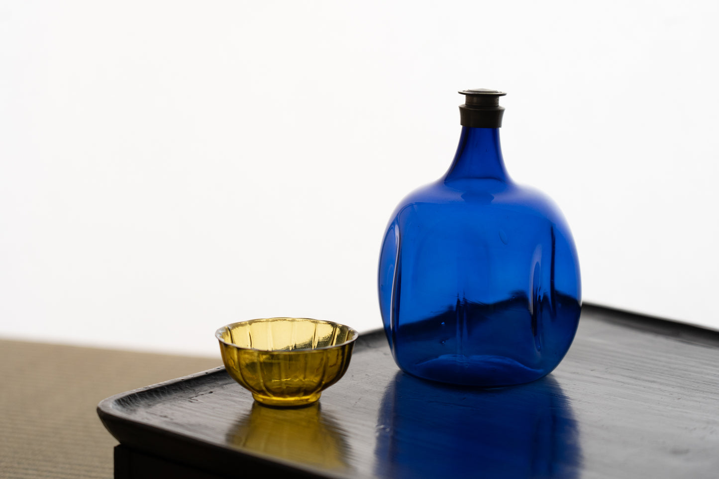 Edo Glass Blue Turnip Sake Bottle