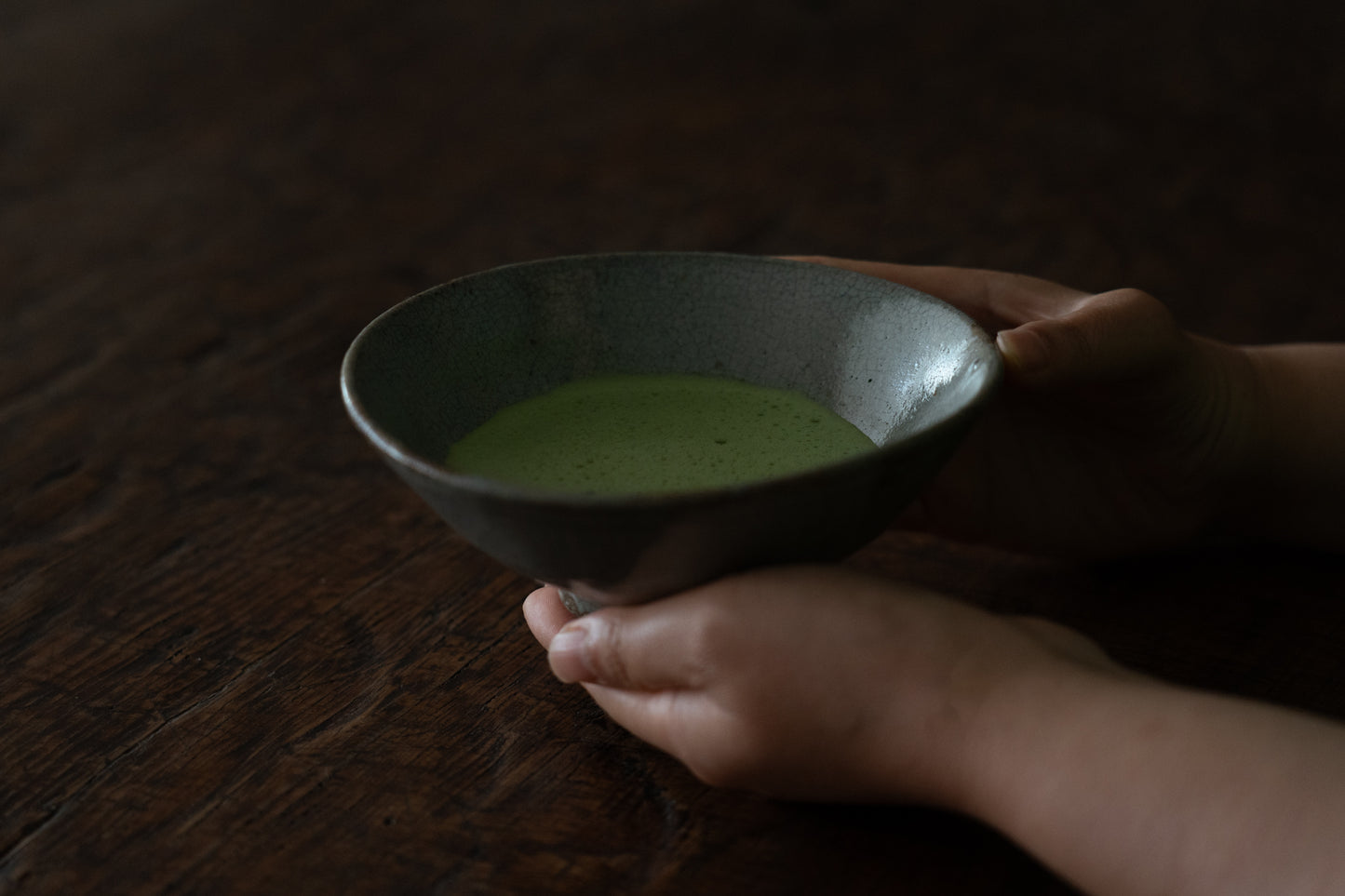 Namako ash glazed flat tea bowl, Huining ware
