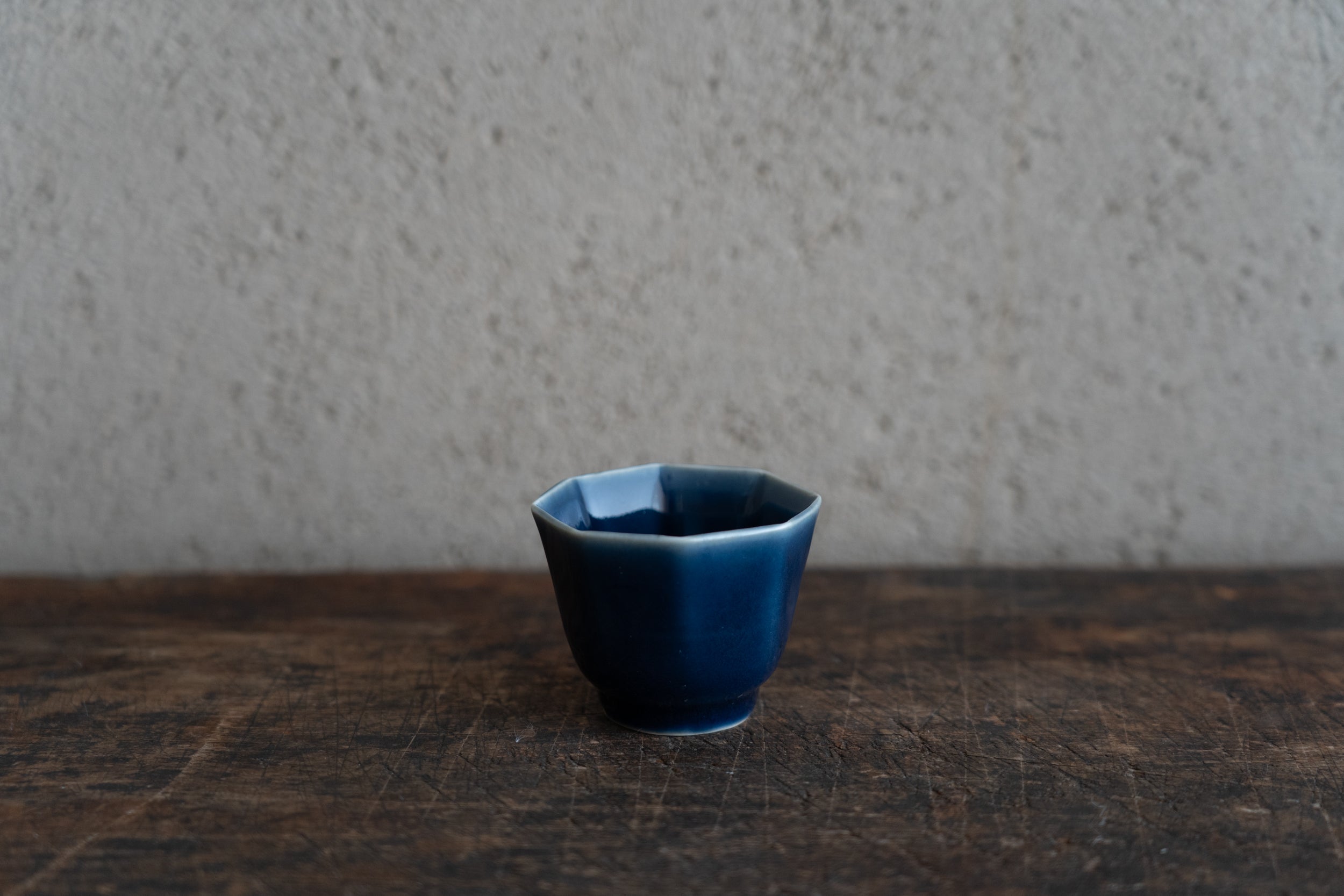 Old Imari lapis lazuli glaze octagonal choko cup