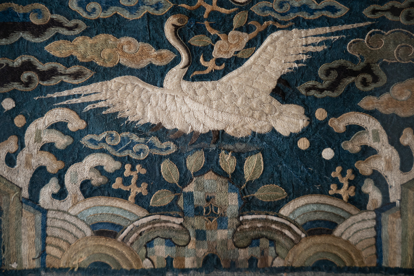 Joseon embroidered insignia patch, Paired cranes pattern