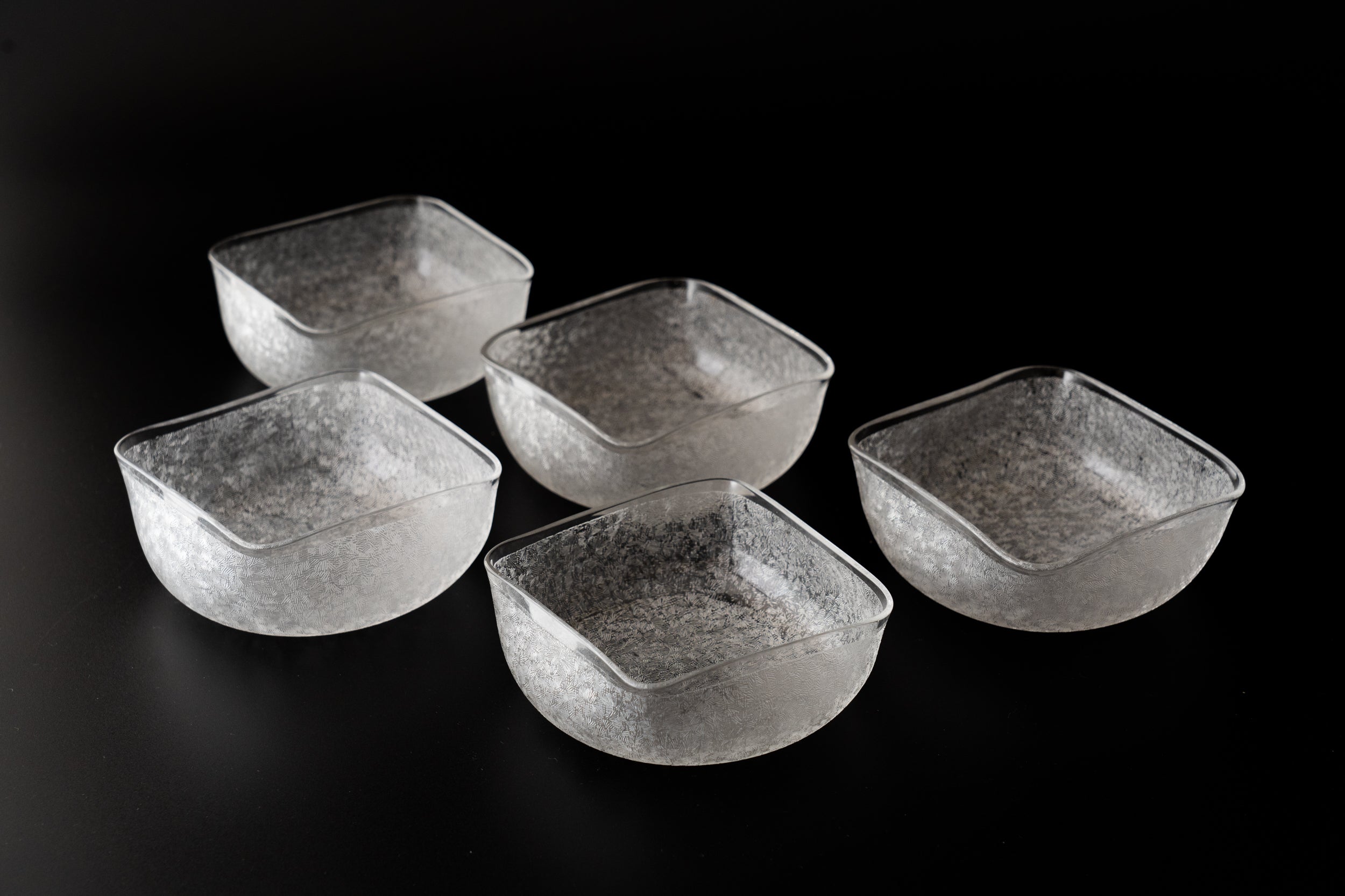 Baccarat Givre pattern square serving set of 5