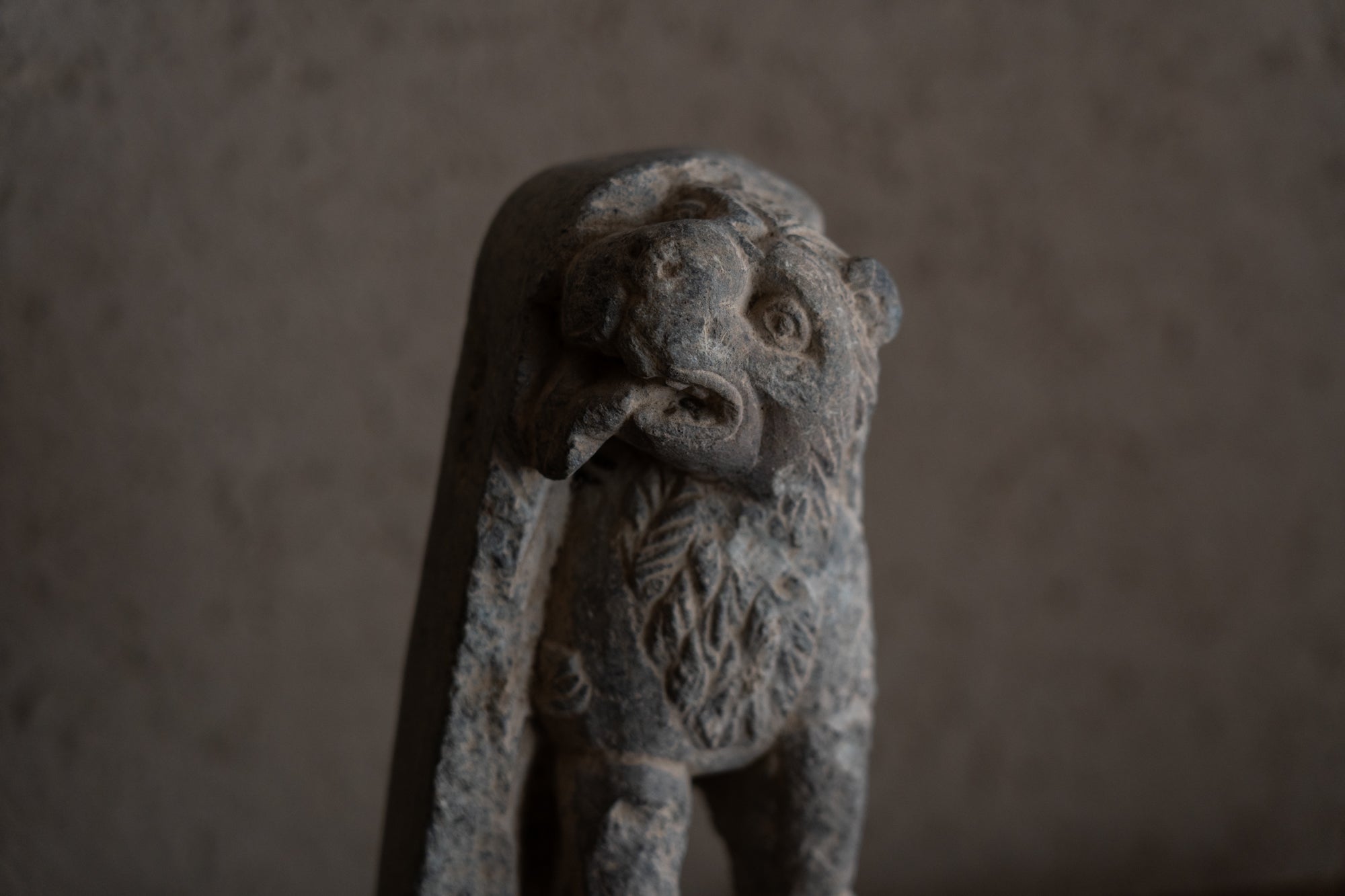 仏教美術 人頭 獅子像 オブジェ 仏像 ガンダーラ 仏教 石仏 石像 石彫 ガンダーラ獅子像