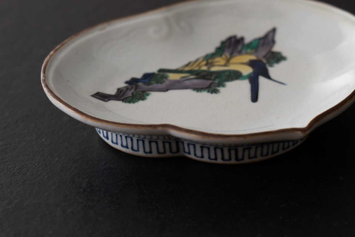 古九谷鶺鴒図蕾形皿