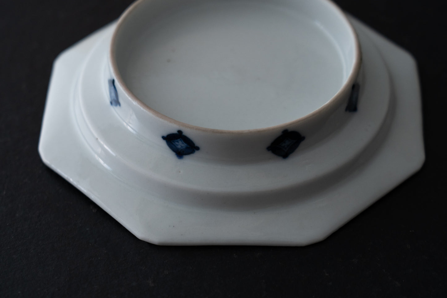 藍九谷扇面鷺文皿五客組