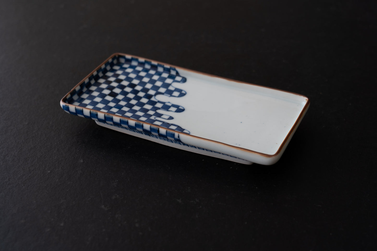 古伊万里市松文長皿五客組