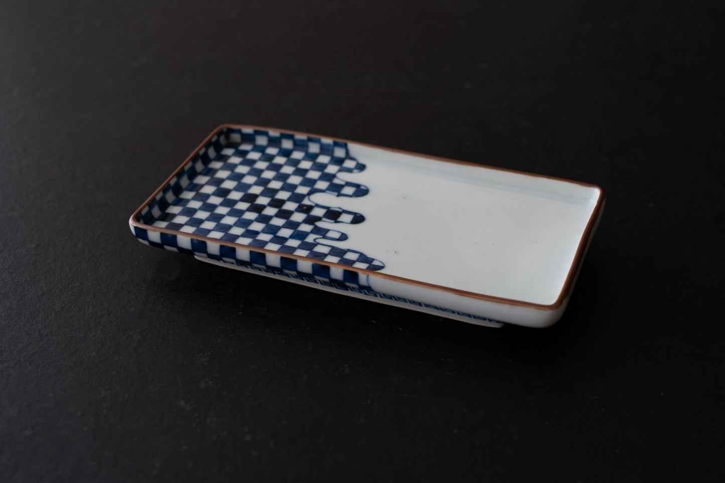 古伊万里市松文長皿五客組