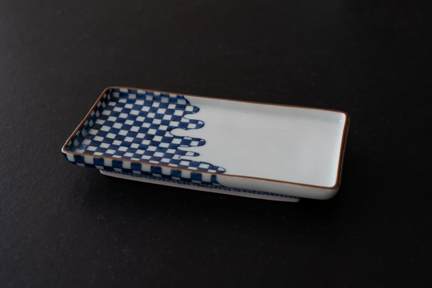 古伊万里市松文長皿五客組