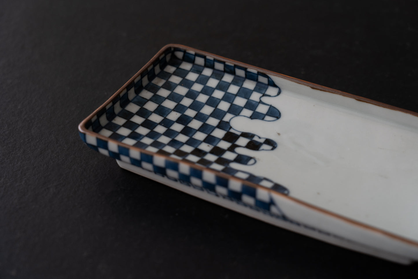 古伊万里市松文長皿五客組