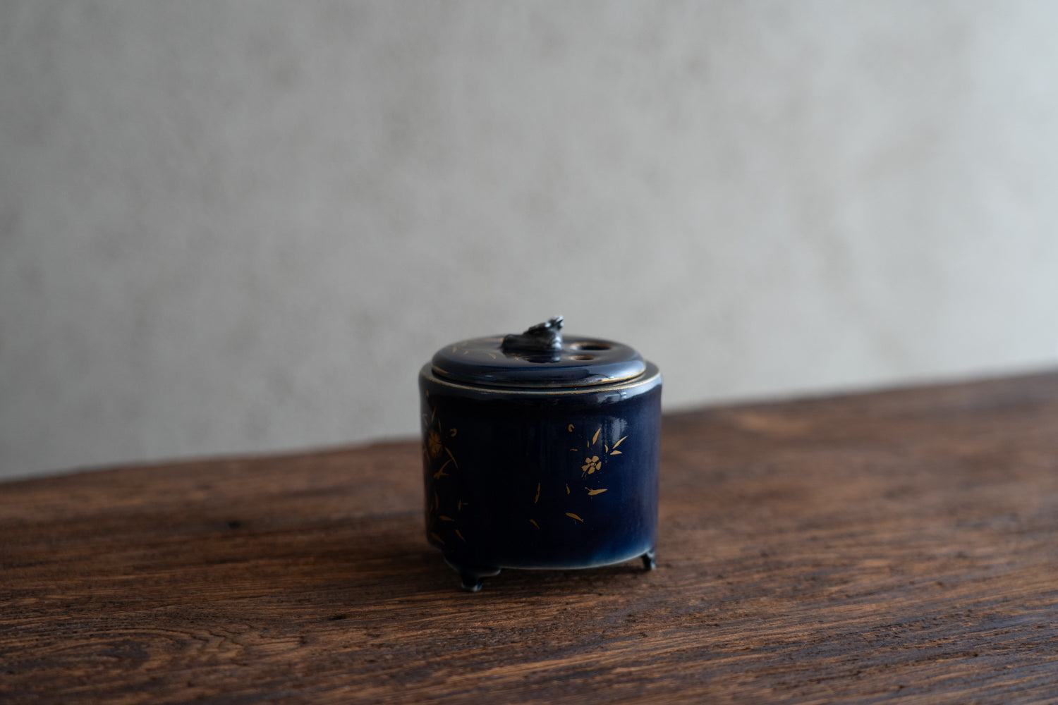 古九谷瑠璃撫子文香炉