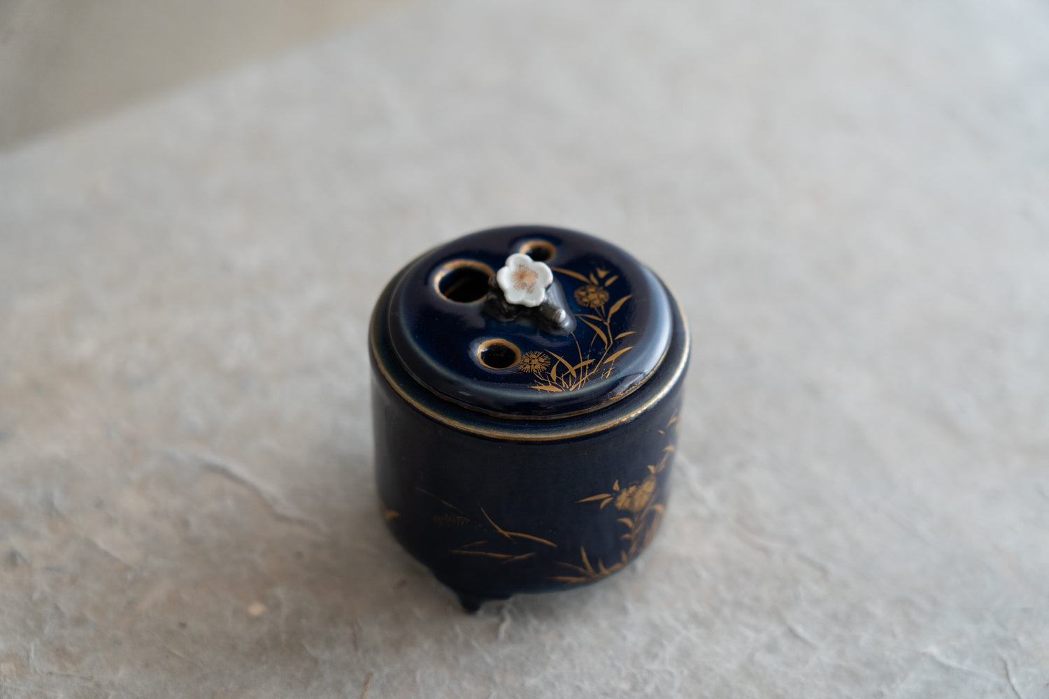 古九谷瑠璃撫子文香炉